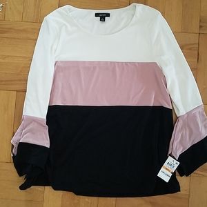Tri-color blocked blouse